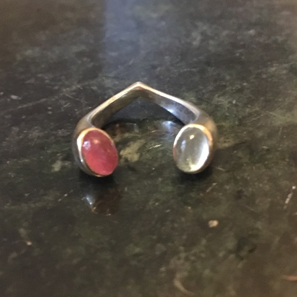 Sterling silver and 14k gold boho ring